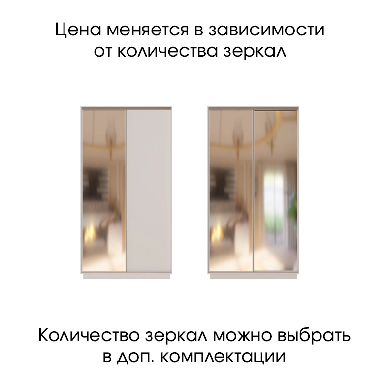 Шкаф-купе Уран Серый с зеркалом